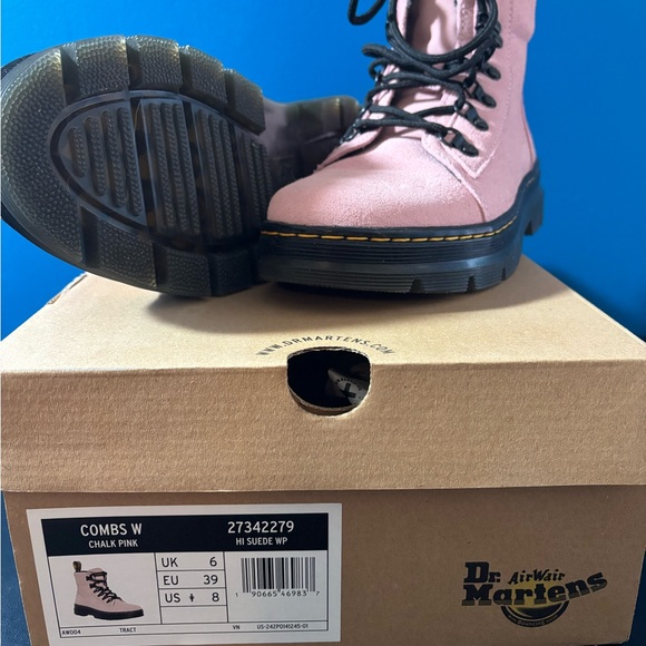 Dr. Martens Chalk Pink Combat Boots - Picture 2 of 3